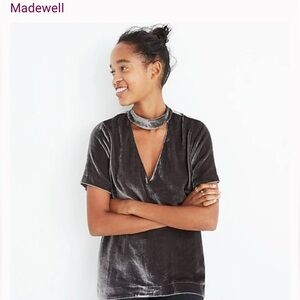 Madewell Charcoal Velvet Choker top size XS